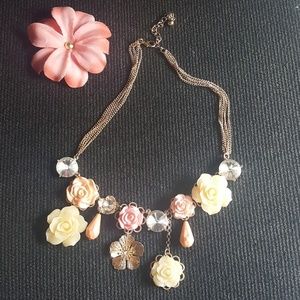 Blooming Roses Peach, Pink, Ivory, Coral Necklace